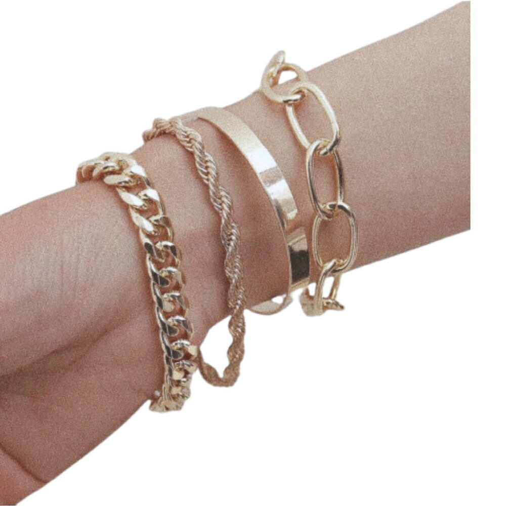 ［4 variation］ Gold Bracelet 女性 レディース アクセサリー ブレスレット バングル ゴールド おしゃれ お洒落 きれいめ シンプル モード チェーン 重ね付け 単体 韓国ファッション 原宿ファッション A.D.G エーディージー