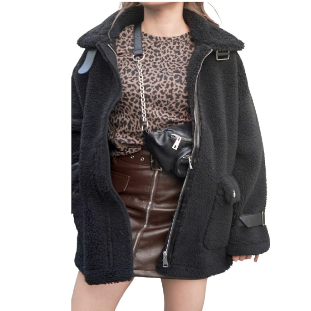 Leather Touch Mini Skirt *Belt Set (brown) レディース ボ