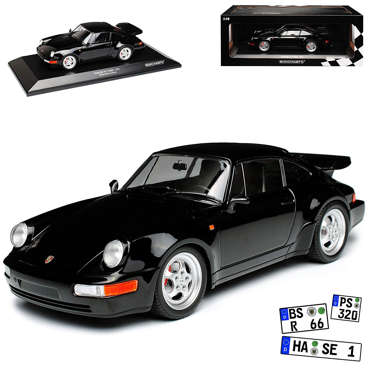 ミニチャンプス 1/18 ポルシェ 911 (964) ターボ 1990 ブラック Porsche 911 (964) Turbo 1990 black Limited Edition 504 pcs