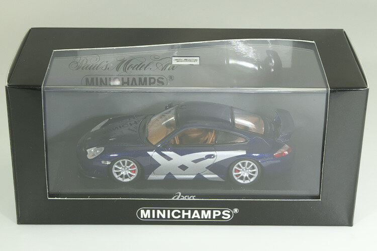 ＜中古品＞ミニチャンプス 1/43 ポルシェ アシックス911 (996) GT3 2003 ブルー 150台限定 asics