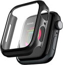 PZOZ Apple Watch 6/SE/5/4 ケース 保護フィルム アップルウォッチ6 カバー 全面保護 耐衝撃 PC アクセサリー 対応 (44mm, ブラック)