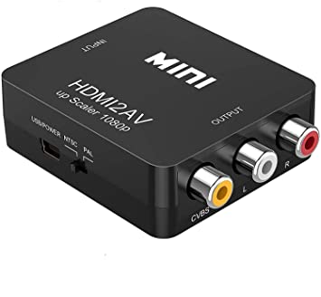 HDMI to AV コンバーター RCA変換アダプタ 1080P対応 PAL/NTSC切り替え HDMI入力をコンポジット出力へ変換 USB給電ケーブル付き