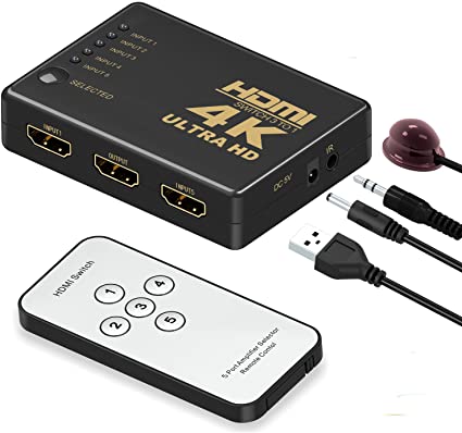 HDMIؑ֊ zGANA 51o HDMI ZN^[4Kx2KΉ ؂ւ3Df tHDΉUSBdP[ut Rt Fire stick HDTV Blu-Ray DVD DVR Xbox PS3 PS4 Apple