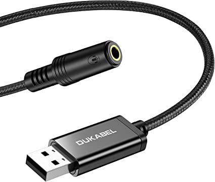 DuKabel USB オーディオ 変換アダプタ USBポート-4極 TRRS 3.5mmミニジャック変換ケーブル USB外付け サウンドカード オーディオインターフェース Windows/Vista/XP、Mac OS/X、PS4、PS5、Linux