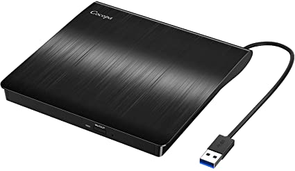 Cocopa USB 3.0外付け DVD ドライブ DVD プレイヤー ポータブルドライブ CD/DVD読取 書込 DVD RW CD-RW USB3.0/2.0 Window/Mac OS両対応 高速 静音 超スリム (ブラック) black