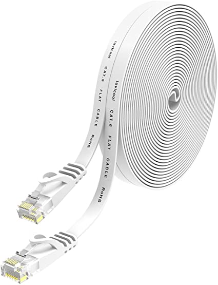 lovicool LANケーブル イーサネットケーブル CAT6準拠 ウルトラフラットケーブル やわらか 20m ホワイト アクセスポイント等に適用います
