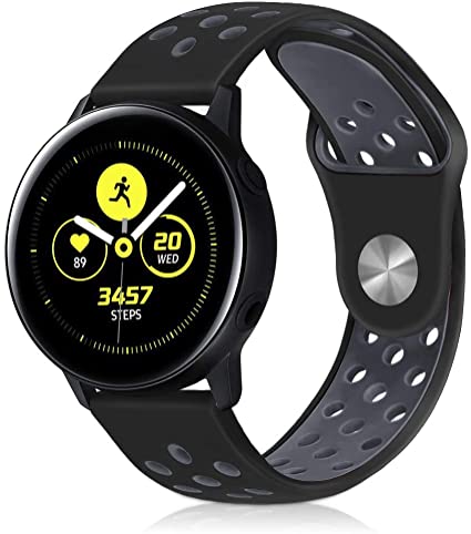 20mm時計バンド Runostrich 柔らかく多空気穴通気性のシリコン スポーツ バンド 取付幅20mm のスマートウォッチと伝統的な腕時計交換用バンド (22mm, ブラックアッシュ)