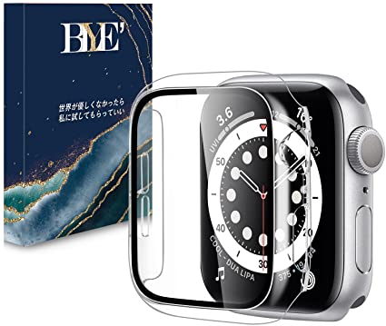 2024改良モデル BELIYO Apple Watch ケース 45mm 44mm 41mm 40mm 対応 アップルウォッチ カバー PC素材 一体型 Apple Watch 7 用フィルム 日本旭硝子材 硬度9H キズ防止 軽量 強化ガラス a