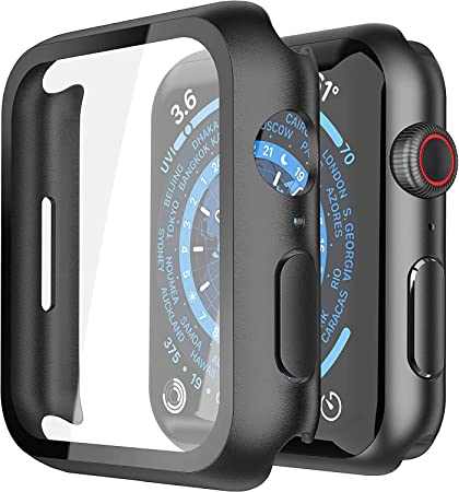 乐天商城 - ULOE 対応 Apple Watch Series 7 45mm 用 ケース, 対応アップルウォッチ 7 45mm 保護カバー ガラスフィルム 一体型 PC素材全面保護 ブラック