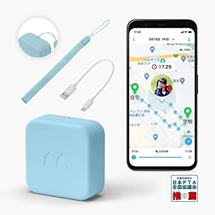 CMで話題 mixi「みてねみまもりGPS 第2世代」 ブルー バッテリー1800mAh搭載 日本PTA全国協議会推薦商品 迷子防止の小型GPS ストラップ 充電ケーブル付きのサムネイル