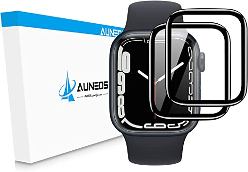 『2021年冬オリジナル製品』AUNEOS Apple Watch 用 series 7 ガラスフィルム 41mm アップルウォッチ用 Series 7 保護フィルム 41mm 強化ガラス 炭素繊維製 独創の二重構造 3D全面保護 浮き防止 高感度タッ