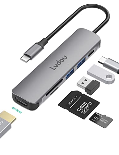 USB C nu A_v^ 6-in-1 Lvdou }`|[g USB nu Type-C 85W PD[d 4K HDMI Micro SD / SDJ[h[_[ USB-C A_v^ MacBook Pro 13 14 15 16 (20