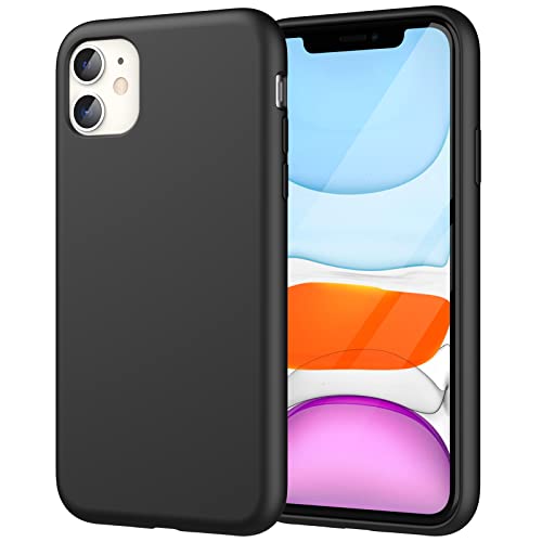 JEDirect iPhone11 シリコーンケース(2019モデル 6.1インチ専用) シルキーソフトタッチフルボディ保護ケース マイクロファイバーライニング付き耐衝撃カバー (ブラック)