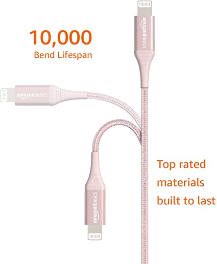 ベーシック ライトニングケーブル ダブルナイロン編組 USB MFi認証済 iPhone充電ケーブル アドバンスドコレクション 1.8m ローズゴールド