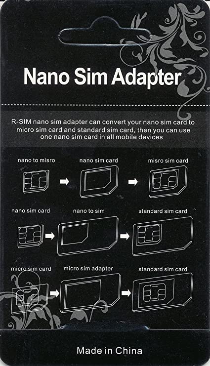 Nano SIM MicroSIM 変換アダプタ ホワイト For iPhone 5 4S 4 ナノシム SIMカードorMicroSIM MicroSIM SIMカード+ SIMピン 4点セット (ブラック) 1個