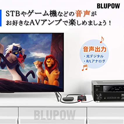 BLUPOW 電源不要 4K30Hz対応 HDMI音声分離器「音声出力：光デジタル R/Lアナログ」...