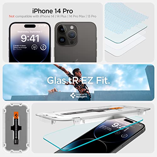 Spigen EZ Fit ガラスフィルム iPhone 14 Pro 用 貼り付けキット付き センサー保護タイプ iPhone14Pro 対応 保護 フィルム 2枚入