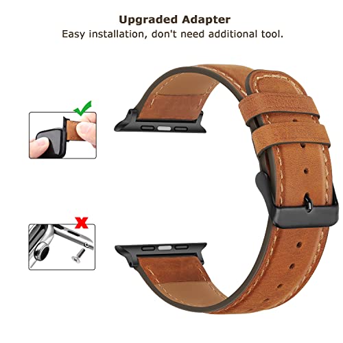 AJ WORKS SHOPのTasikar コンパチブル Apple Watch バンド 49mm 45mm 44mm 42mmアップルウォッチ バンド， 高級 本革 交換バンド ビジネス Apple Watch Ultra シリーズ8 /7 / 6 / 5 / 4 / 3 /｜アングル3