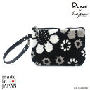 RUNE 内藤ルネ × アーンジョー ストラップポーチ小 モノトーンフラワー 限定商品 日本製 シェニール織