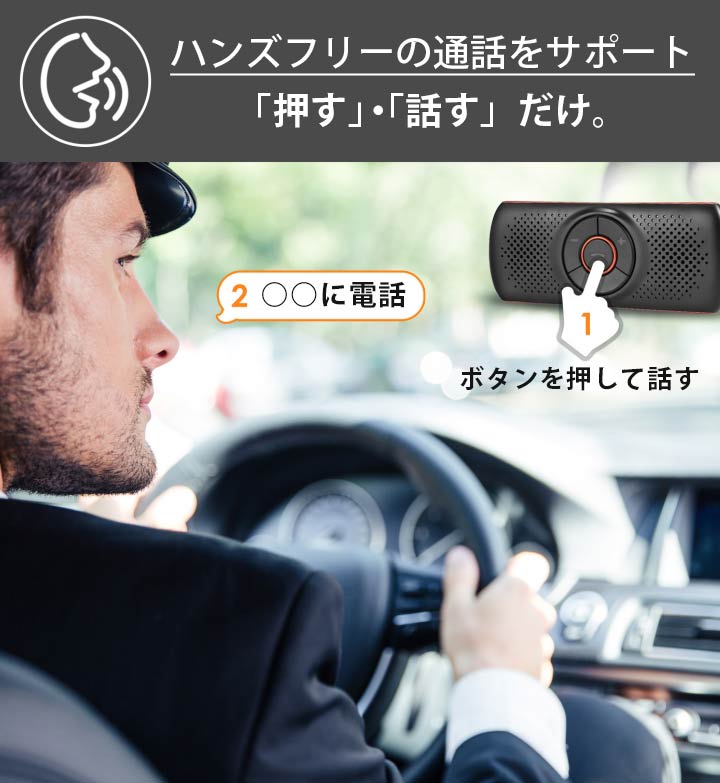 最新版 車載用 Bluetooth スピーカー ワイヤレスポータブルスピーカーハンズフリー 2台待ち受け通話 音楽再生 LINE通話対応 内蔵マイク GPSナビゲーション GoogleアシスタントとSiriをサポート TFカード大音量でクリアな音楽 高音質自動電源OFF 3