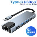 進化版 USB C ハブ USB Type C ハブ 5in1 USB C LANアダプター RJ45ポート 4K HDMI出力 PD充電対応 USB3.0 ハブ Mac Book Pro/Mac Book Air/Huawei Mateなど対応 六カ月保証