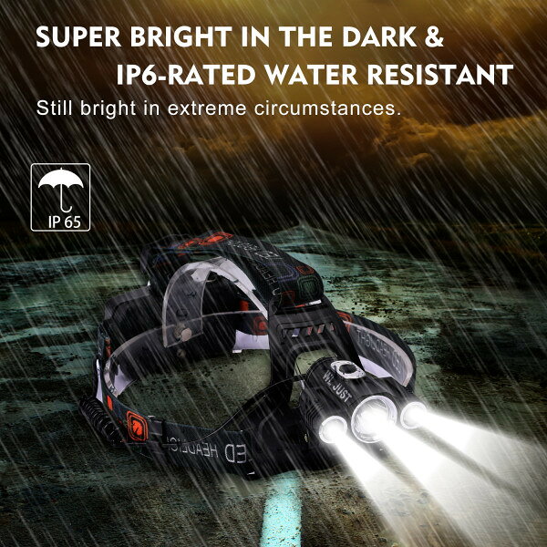 オリジナル3灯 3x CREE XM- T6 LED 超高輝度LEDヘッドライト【超強力5000 LM+充電式+IP65級生活防水+4モード点灯】 3灯角度調節可能 アウトドアに最適通販格安セール情報 楽天 通販