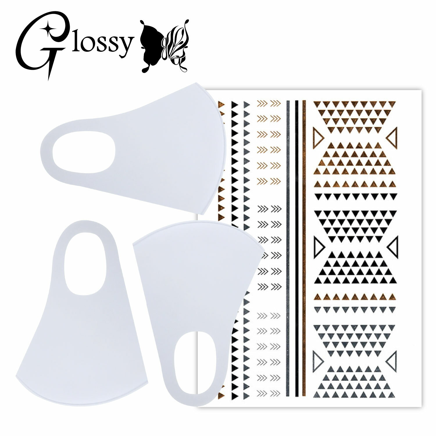 Glossy(グロッシー) デコマスク カラーマスク デコレーションマスクキット メタリック シール1枚 マス..