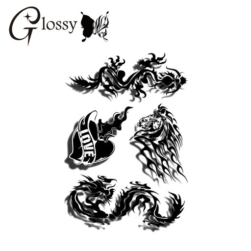 タトゥーシール 龍 ドラゴン 3Dモノクロシルエット (GT-328) Tattoo フェイクタトゥーシール トライバル(ゆうパケット対応) タトゥーシール 龍 ドラゴン 3Dモノクロシルエット (GT-328) Tattoo フェイクタトゥーシール トライバル(ゆうパケット対応)