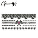 タトゥーシール ブラック Lacy Masquerade レーシィマスカレード (GT-494) デザイン 黒 レース フェイクタトゥーシール トライバル (ゆうパケット対応)
