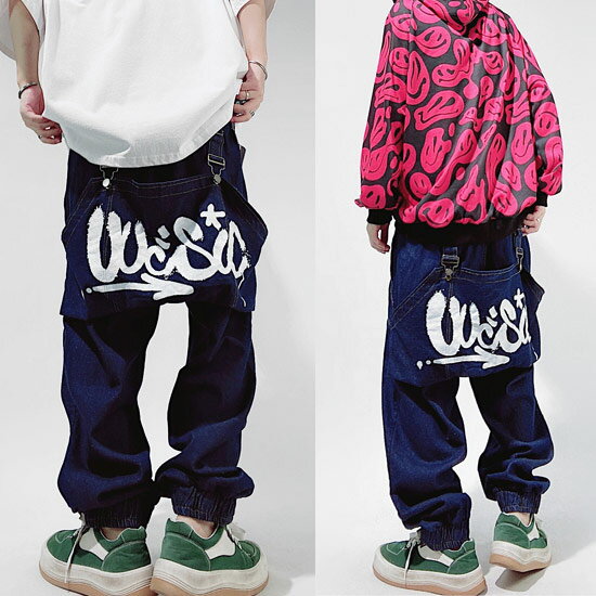 デニムパンツ メンズ ストリート系 ワイドパンツ メンズ ジョガーパンツ オーバーオール ペイント ペンキ ビッグプリント オシャレ 派手 ビター系 インポート 個性的 V系 ヴィジュアル系 ファッション お兄系 ホスト 衣装 2021 秋 冬 新作 ストリート系 B系 ヒップホップ