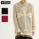 セーター メンズ V系 ロンT メンズ ニットソー メンズ ロングTシャツ メンズ クロス 十字架 メッシュ 透け感あり インポート 個性的 V系 ヴィジュアル...