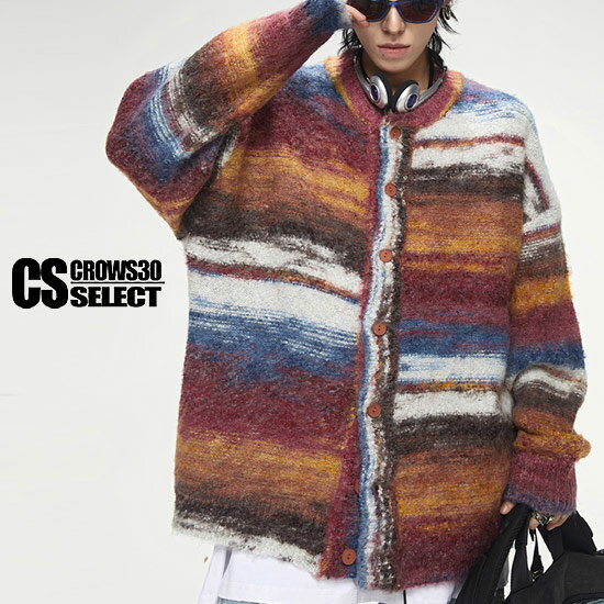 カーディガン メンズ ニットカーディガン メンズ エスニック モード系 メンズ ヴィジュアル系 ファッション 総柄 セーター メンズ インポート 個性的 V系 ...