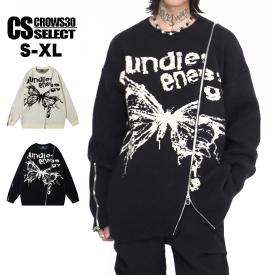 V系 セーター メンズ モード系 ニットソー メンズ 地雷系 セーター レディース ジッパー セーター メンズ 病み系 セーター メンズ ニット メンズ y2k...