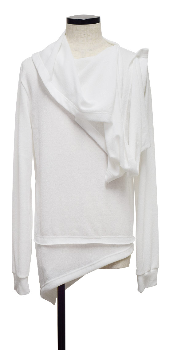 超目玉 ニットソー メンズ モード系 メンズ ロングtシャツ セーター ストール ドレープカットソー アシメ ロンt ホワイト 白 お兄系 V系 ヴィジュアル系 ファッション ホスト 春 秋 冬 新作 個性的 V系 ヴィジュアル系 お兄系 モード系ファッション ストリート系