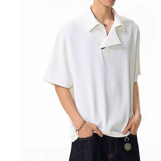 V系 メンズ ポロシャツ メンズ モード系 tシャツ メンズ 半袖 ポロ メンズ 変形 アシンメトリー ポロシャツ オシャレ カットソー 送料無料 新作 個性的 30代 40代 50代 60代 Y2K V系 ヴィジュアル系 ファッション ホスト 衣装 オラオラ系 ポロシャツ