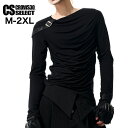 ドレープカットソー メンズ モード系 ロングTシャツ メンズ V系 ロンT メンズ V系 ドレープ Tシャツ メンズ ヴィジュアル系 ファッション ベルト アシンメトリー ストリート系 原宿系 地雷系 韓国 トップス 衣装 春 秋 冬 新作 ビジュアル系 ファッション