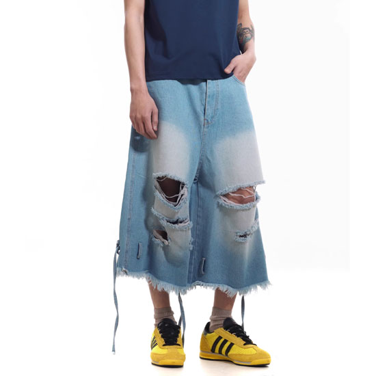 V系 デニムパンツ メンズ ショートパンツ メンズ モード系 ハーフパンツ メンズ V系 短パン メンズ ベルト ダメージ クロップドパンツ オシャレ 夏 個性的 Y2Kファッション ヴィジュアル系 ファッション お兄系 ホスト 20代 30代 40代 50代 60代 新作 バンド ステージ衣装