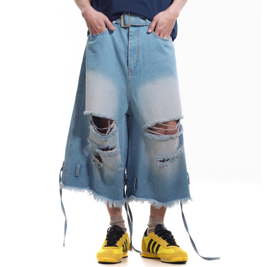 V系 デニムパンツ メンズ ショートパンツ メンズ モード系 ハーフパンツ メンズ V系 短パン メンズ ベルト ダメージ クロップドパンツ オシャレ 夏 個性的 Y2Kファッション ヴィジュアル系 ファッション お兄系 ホスト 20代 30代 40代 50代 60代 新作 バンド ステージ衣装