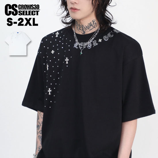 Rakuten - V系 Tシャツ メンズ ネックロゴ オラオラ系 Tシャツ メンズ 十字架 クロス スタッズ 半袖 カットソー ロック系 派手 30代 40代 50代 60代 オシャレ 新作 個性的 お兄系 ヴィジュアル系 ファッション ホスト ロック バンド