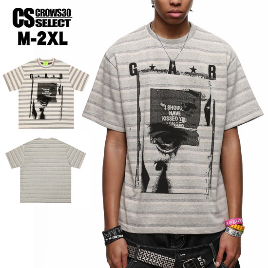 Rakuten - V系 Tシャツ メンズ ボーダー オラオラ系 Tシャツ メンズ モード系 メンズ Tシャツ 半袖 カットソー ロック系 フェイス 派手 30代 40代 50代 60代 オシャレ 新作 個性的 お兄系 ヴィジュアル系 ファッション ホスト ロック バンド