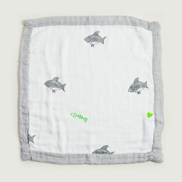 【Coco Moon（ココムーン）】ブランケット（Sharks Need Love Too・サメ）セキュリティブランケットスワドル Swaddle ガーゼ ひざ掛け赤ちゃん ベビー 新生児 男の子 女の子出産祝い ギフト プレゼントハワイ ハワイアン雑貨 お土産