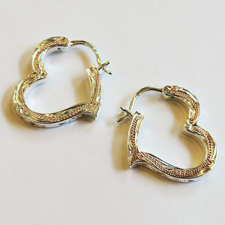 【ハワイアンジュエリー ピアス】<オープンハート ピアス> シルバー製 フープピアス 両耳用 レディース ハワイアン アクセサリー プレゼント ギフト おしゃれ...