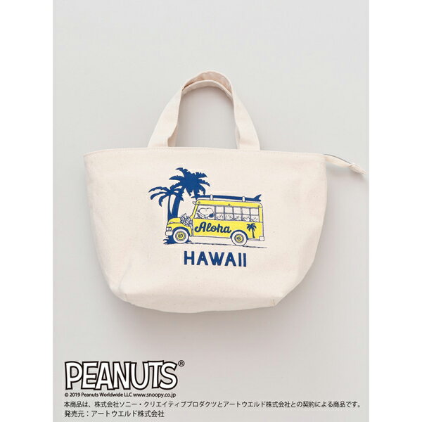 スヌーピー SNOOPY ハワイ HAWAII トートバッグ バッグ ミニ ランチバッグ キャンバス ハワイアン サーフィン ビーチ アロハ 海 ファッション コラボ グッズ （BUS）のサムネイル