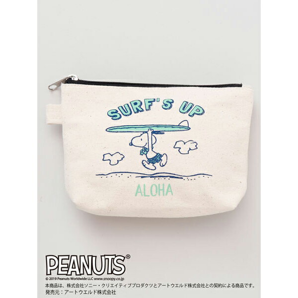 スヌーピー SNOOPY ハワイ HAWAII ポーチ 化粧ポーチ アクセサリーポーチ 小物入れ マルチケース バッグ キャンバス ハワイアン サーフィン ビーチ アロハ 海 ファッション コラボ グッズ （SURFS UP）のサムネイル
