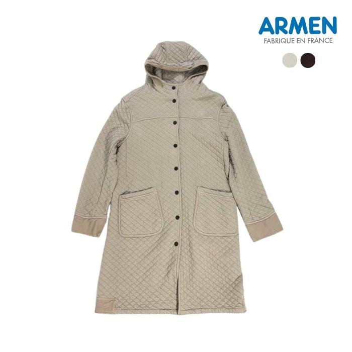 アーメン キルティングジャケット レディース 【ポイント10倍 5/8 14時～】ARMEN アーメン COTTON QUILT HOODED コットン キルティングコート コットンキルティングフード付きコート NAM0553