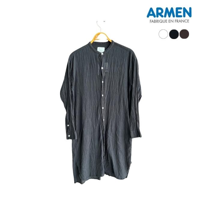 ARMEN (アーメン) レディース コットンガーゼ バンドカラーシャツ INAM1902GD