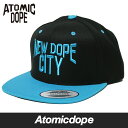 【Atomicdope】NEW DOPE CITY Snapback cap Black Teal スナップバックキャップ 帽子 黒 青 アトミックドープ フリ...