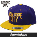 NEW DOPE CITY Snapback cap Purple Gold スナップバックキャップ 帽子 紫 金 アトミックドープ フリーサイズ