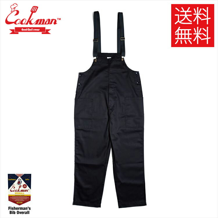 【送料無料】COOKMAN Fisherman's Bib Black オーバーオール ブラック 黒 無地 Overall クックマン メンズ レディース 男 女 ユニセックス