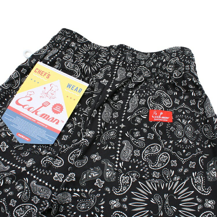 【送料無料】COOKMAN クックマン Chef Pants シェフパンツ Paisley Black ペイズリー ブラック 黒 イージーパンツ メンズ レディース 男女兼用 カジュアル